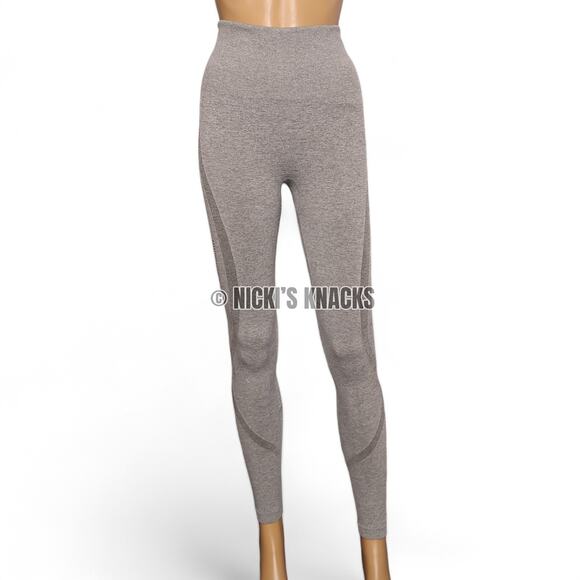 Gray Seamless Compression Contour Leggings High Waist Gym Athleisure Size S - Picture 3 of 10